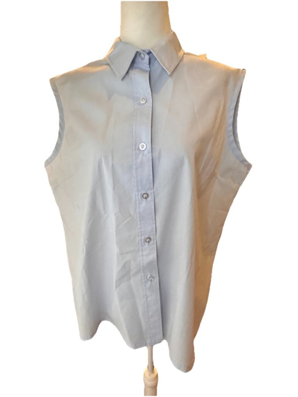 Vintage 70s Miss Fashionality Pale Blue Lightweight Sleeveless Shirt XLarge